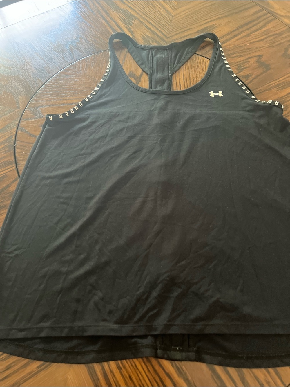 Under Armour Scoop Neck Racerback Stretch Logo Tank Top Black Women M # 541